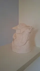 Baby Yoda — Studio Play ceramic sculpture by Damiano Derin, Hand-sculpted grogged terracotta, unglazed bisque finish