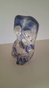Venere 8 — Venere ceramic sculpture by Damiano Derin, Hand-built stoneware, pierced form, cobalt-marbled glaze