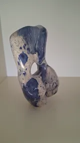 Venere 8 — Venere ceramic sculpture by Damiano Derin, Hand-built stoneware, pierced form, cobalt-marbled glaze